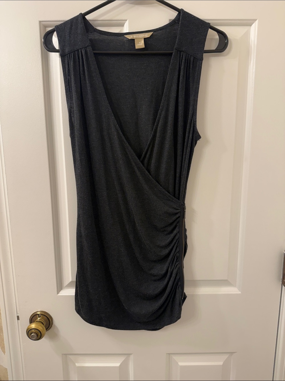 Banana Republic Charcoal Grey Sleeveless Surplice Tank